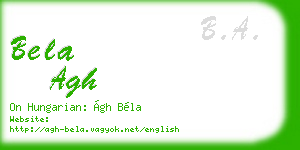 bela agh business card