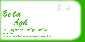bela agh business card
